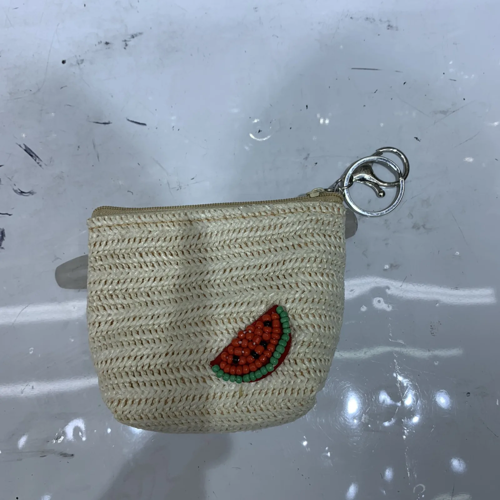 White Woven Watermelon Coin Purse
